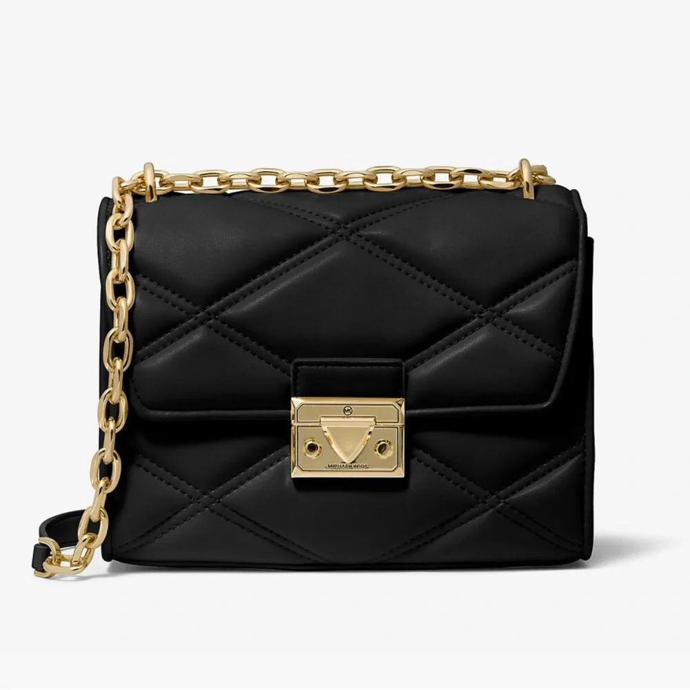 MICHAEL KORS SERENA MEDIUM FLAP SHOULDER CROSSBODY BLACK - Picture 10 of 11